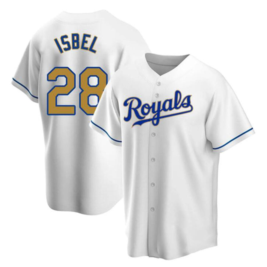 Custom #28 White KC Baseball Shirt Top
