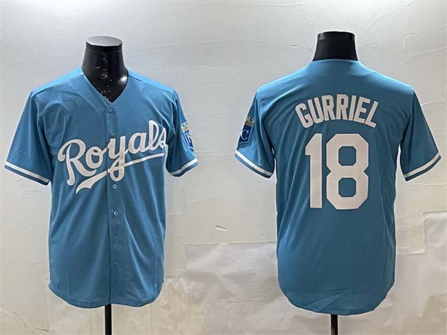 Custom #18 Blue KC Baseball Shirt Top