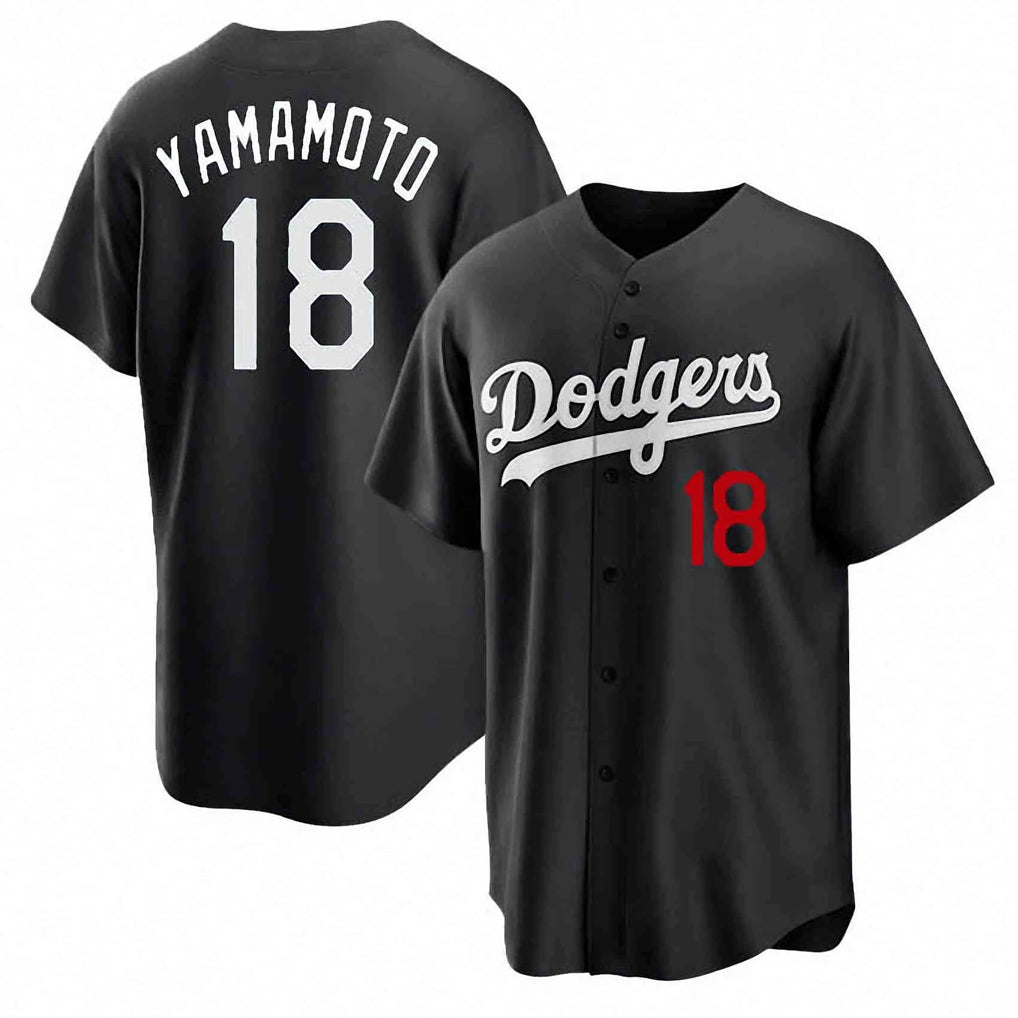 Custom #18 Black LAD Baseball Shirt Top