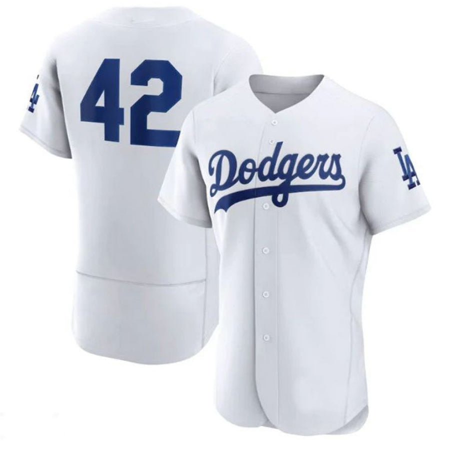 Custom #42 White LAD Baseball Shirt Top