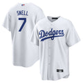 LA.Dodgers #7 Blake Snell Player White Home Replica Baseball Jerseys