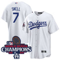 Custom #7 White World Series Champions LAD Baseball Shirt Top