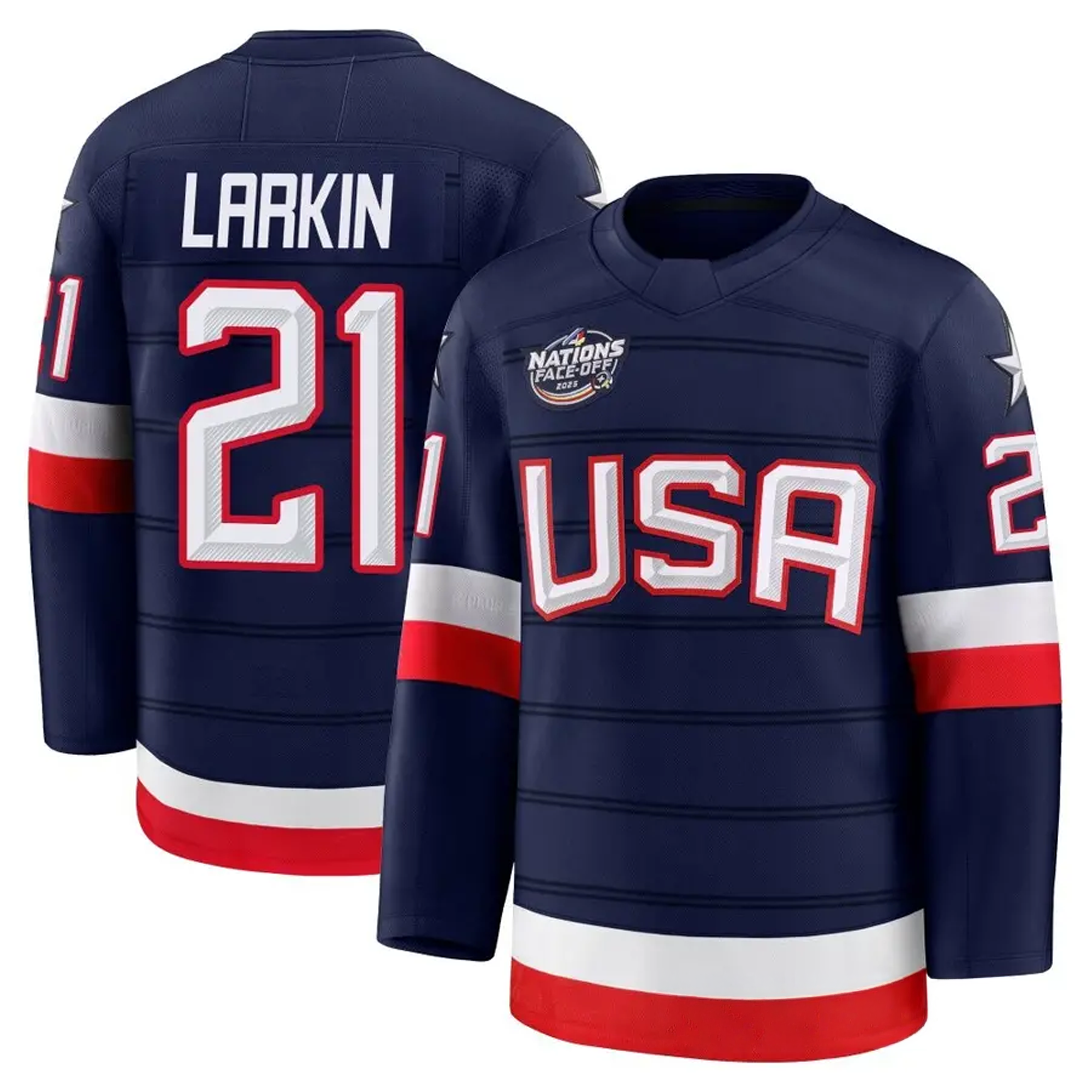 Dylan Larkin USA 2025 4 Nations Face-Off Premium Jersey - Navy