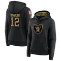 LV.Raiders #12 Ken Stabler Player Salute to Service Black Hoodies Football Jerseys