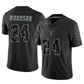 LV.Raiders #24 Charles Woodson Player RFLCTV Limited Black Football Jerseys