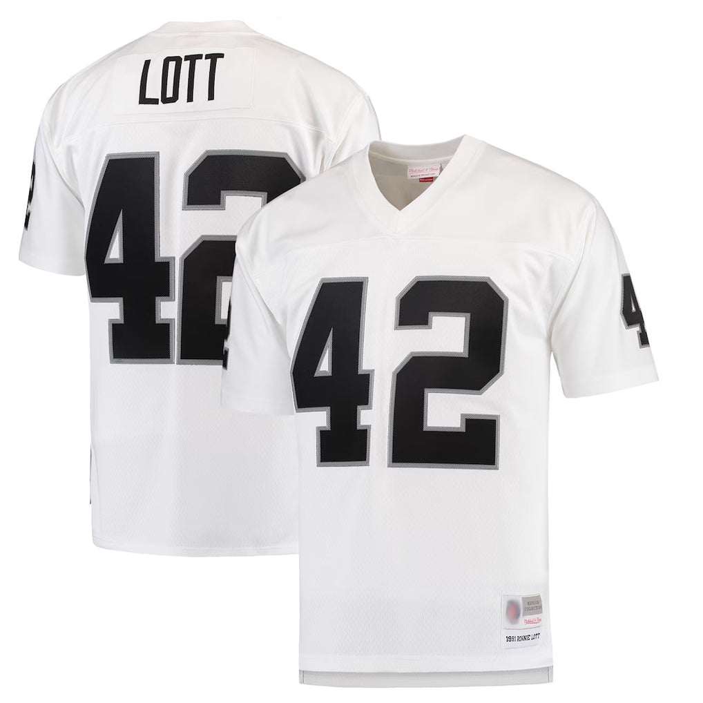 LV.Raiders #42 Ronnie Lott Player Mitchell & Ness White Legacy Replica Football Jerseys