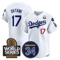 LA.Dodgers #17 Shohei Ohtani Player White World Series With Fernando Memorial Patch Limited Stitched Baseball Jerseys