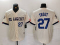 LA.Dodgers #27 Mike Trout Cream Limited Stitched Baseball Jerseys Player Game Jersey