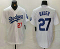 LA.Dodgers #27 Trevor Bauer Player White Game Jersey Stitched Baseball Jerseys