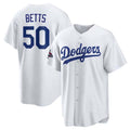 LA.Dodgers #50 Mookie Betts Player White World Series Champions Home Stitched Baseball Jerseys