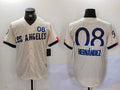 Custom #8 Cream LAD Baseball Shirt Top