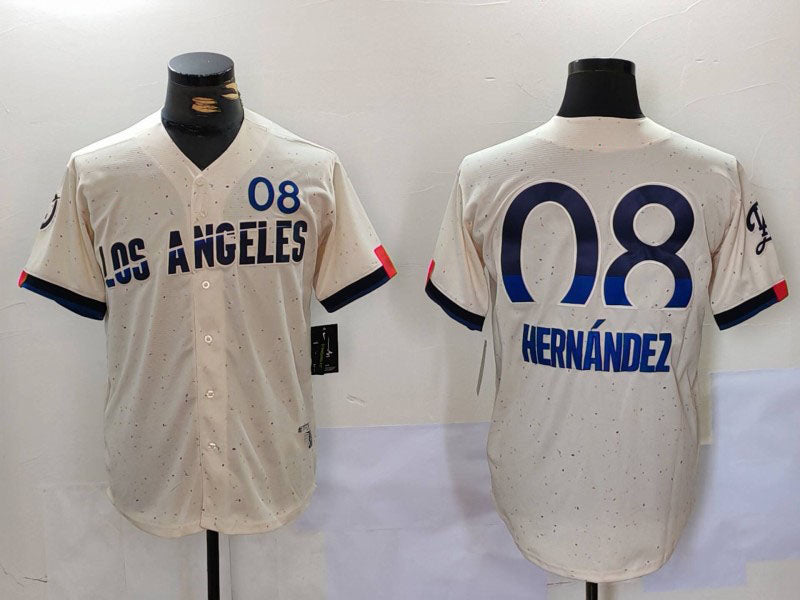 Custom #8 Cream LAD Baseball Shirt Top
