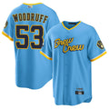 M.Brewers #53 Brandon Woodruff Player Light Blue City Connect Limited Baseball Jerseys