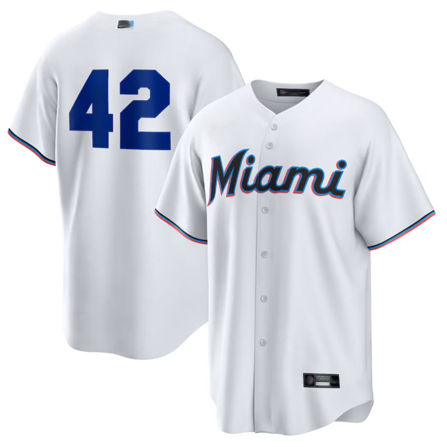 Custom #42 White 2025 Jackie Robinson Day MIA Baseball Shirt Top