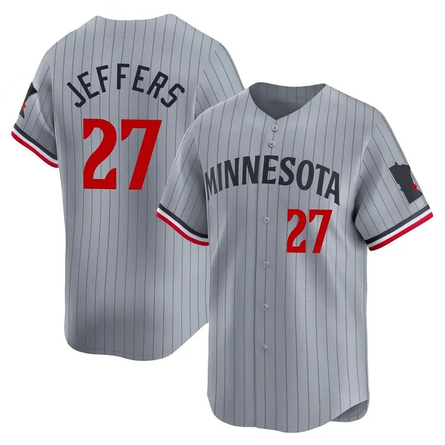 M.Twins #27 Ryan Jeffers Player Gray Replica Baseball Jerseys
