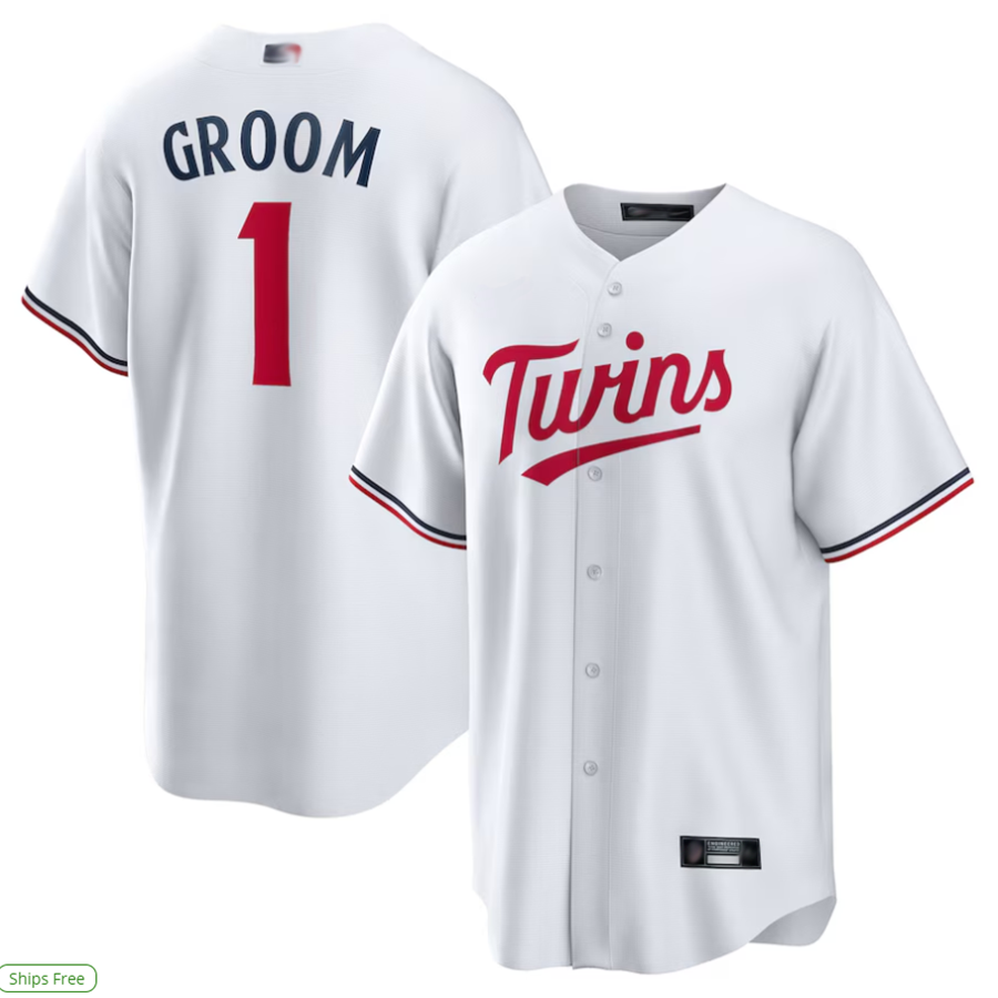 Custom #1 White MIN Baseball Shirt Top