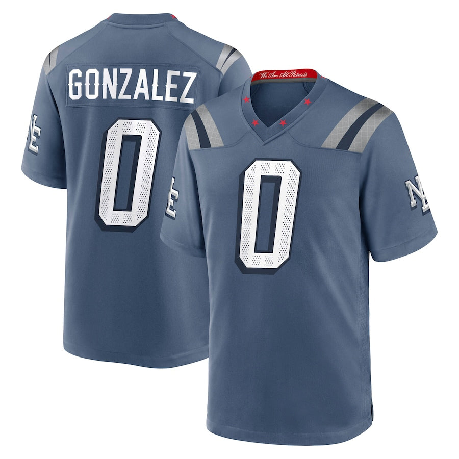 Custom #0 Blue NE Football Shirt Top
