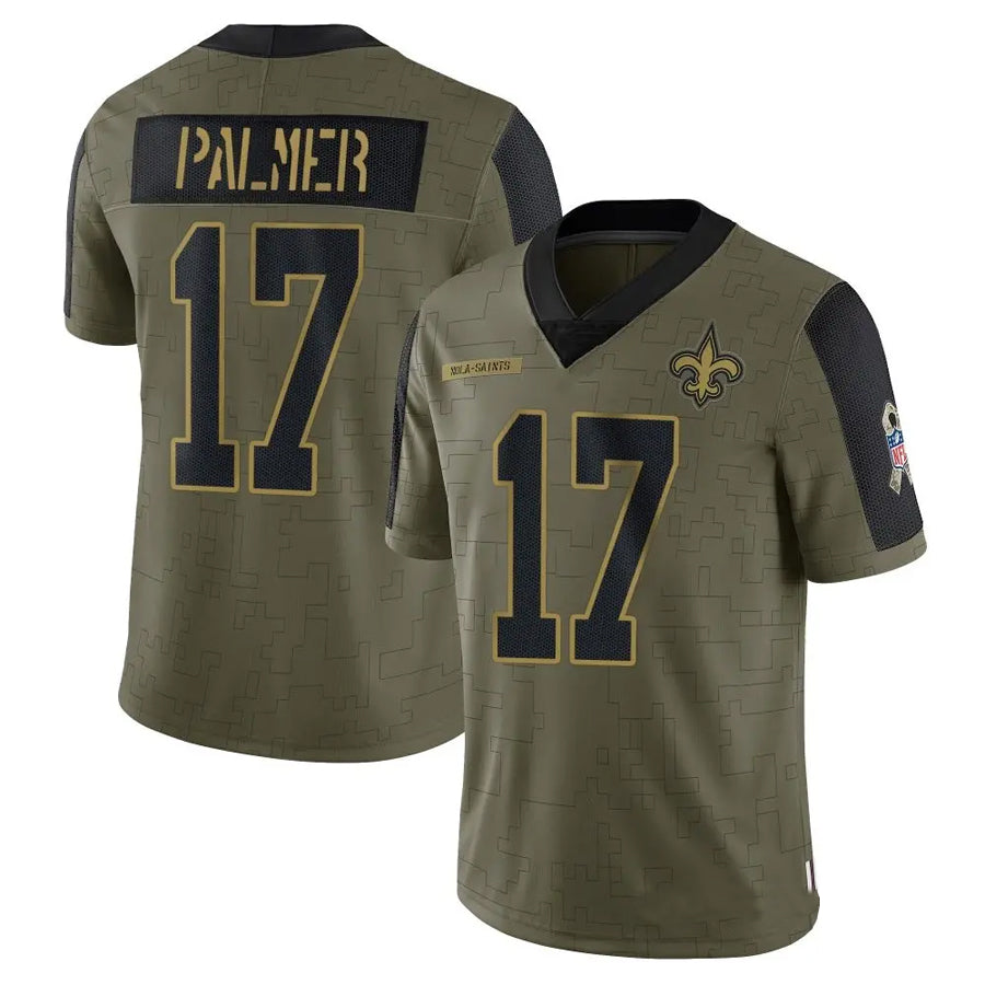 NO.Saints #17 Trey Palmer Player Salute To Service Olive Football Jerseys