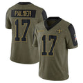 NO.Saints #17 Trey Palmer Player Salute To Service Olive Football Jerseys