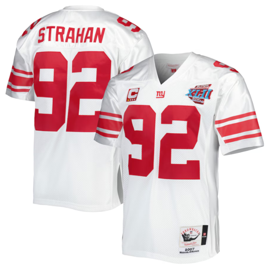 Custom #92 White Throwback NYG Football Shirt Top
