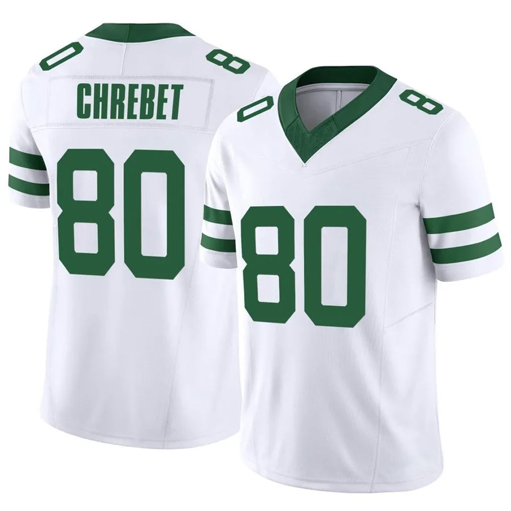 Custom #80 White NYJ Football Shirt Top