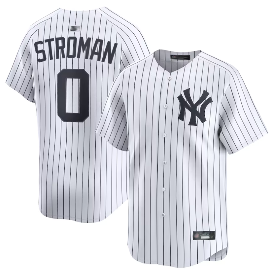 Custom #0 White NYY Baseball Shirt Top