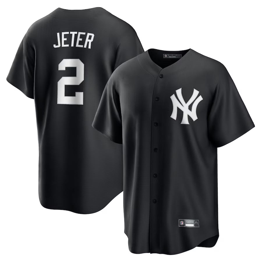 Custom #2 Black NYY Baseball Shirt Top