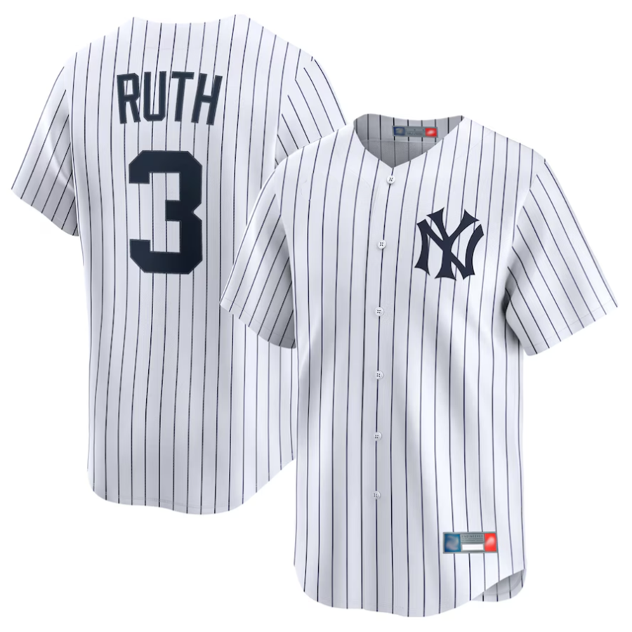 Custom #3 White Throwback NYY Baseball Shirt Top