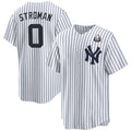 Custom #0 White NYY Baseball Shirt Top