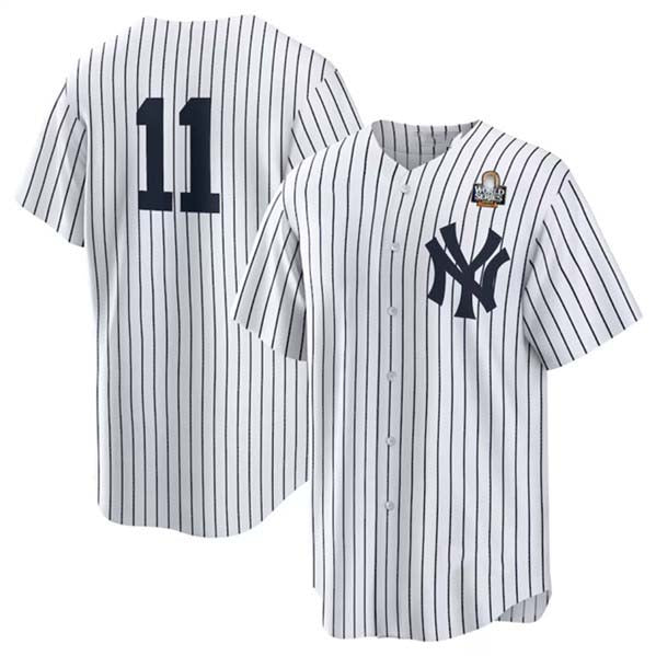 Custom #11 White NYY Baseball Shirt Top