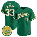 Athletics #33 JJ Bleday Green Player Limited With Rickey Henderson Patch Stitched Baseball Jerseys