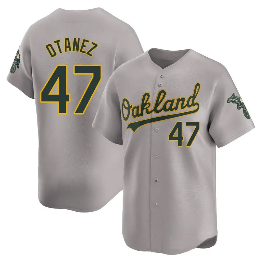 Athletics #47 Michel Ota?ez Player Grey Home Replica Baseball Jerseys