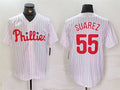 P.Phillies #55 Ranger Su¡§¡érez Player Game Jersey White Cool Base Stitched Baseball Jerseys