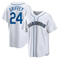 S.Mariners #24 Ken Griffey Jr. Player White Home Cooperstown Collection Baseball Jerseys