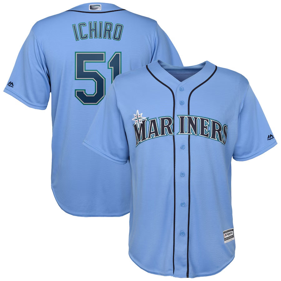 Custom #51 Light Blue SEA Baseball Shirt Top