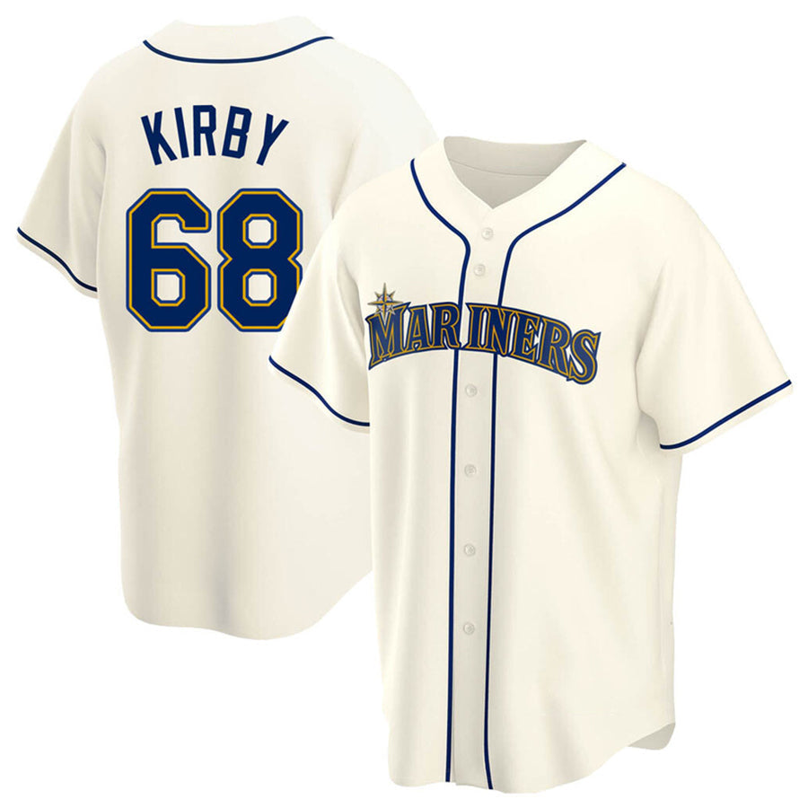 Custom #68 Cream SEA Baseball Shirt Top