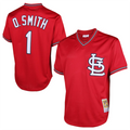 St.Louis Cardinals #1 Ozzie Smith Player Mitchell & Ness Red Cooperstown Mesh Batting Practice Baseball Jerseys