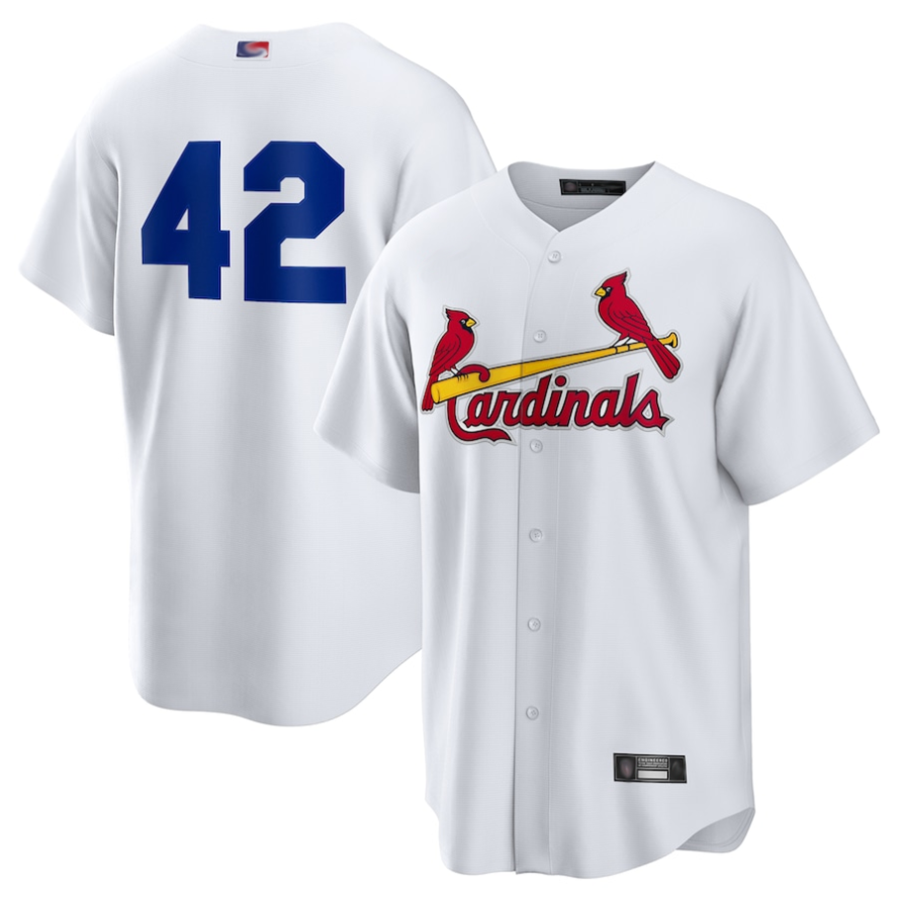 Custom #42 White Jackie Robinson Day STL Baseball Shirt Top