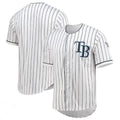 TB.Rays Blank Player White Navy Pinstripe Baseball Jerseys