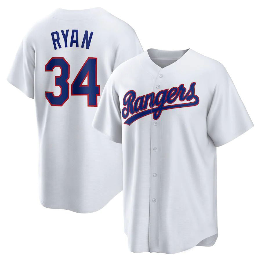 T.Rangers #34 Nolan Ryan Player White Home Cooperstown Collection Baseball Jerseys