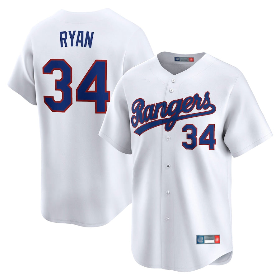 Custom #34 White Throwback TEX Baseball Shirt Top