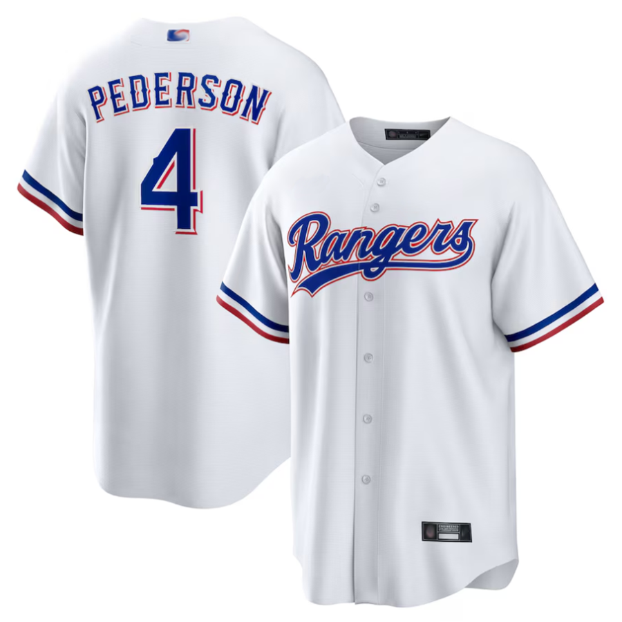 Custom #4 White TEX Baseball Shirt Top