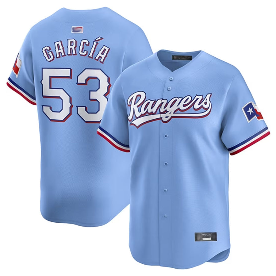 Custom #53 Light Blue TEX Baseball Shirt Top