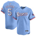Custom #5 Light Blue TEX Baseball Shirt Top