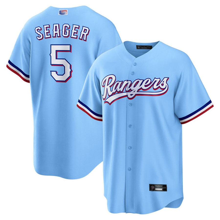 Custom #5 Light Blue TEX Baseball Shirt Top