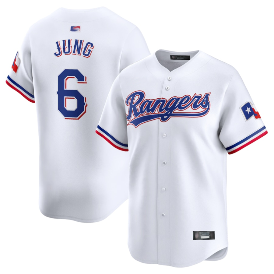 T.Rangers #6 Josh Jung Player White Home Limited Baseball Jerseys