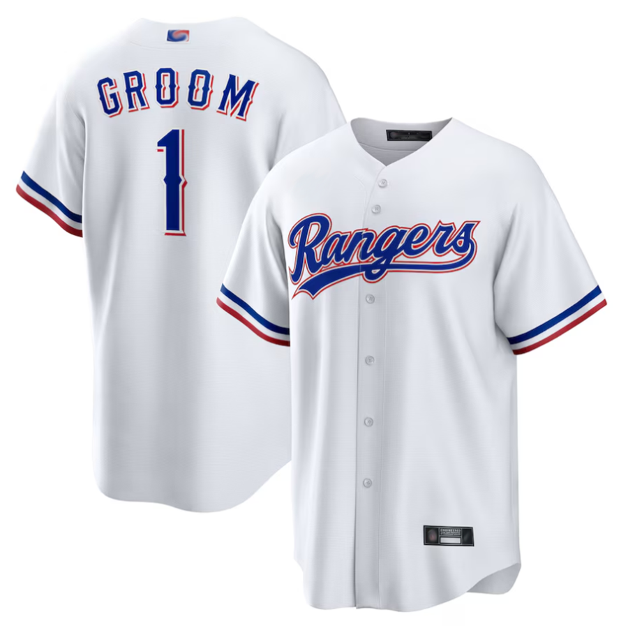 Custom #1 White TEX Baseball Shirt Top
