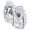 T.Titans #74 Bruce Matthews Player Arctic Camo Salute To Service Hoodies Game Football Jerseys