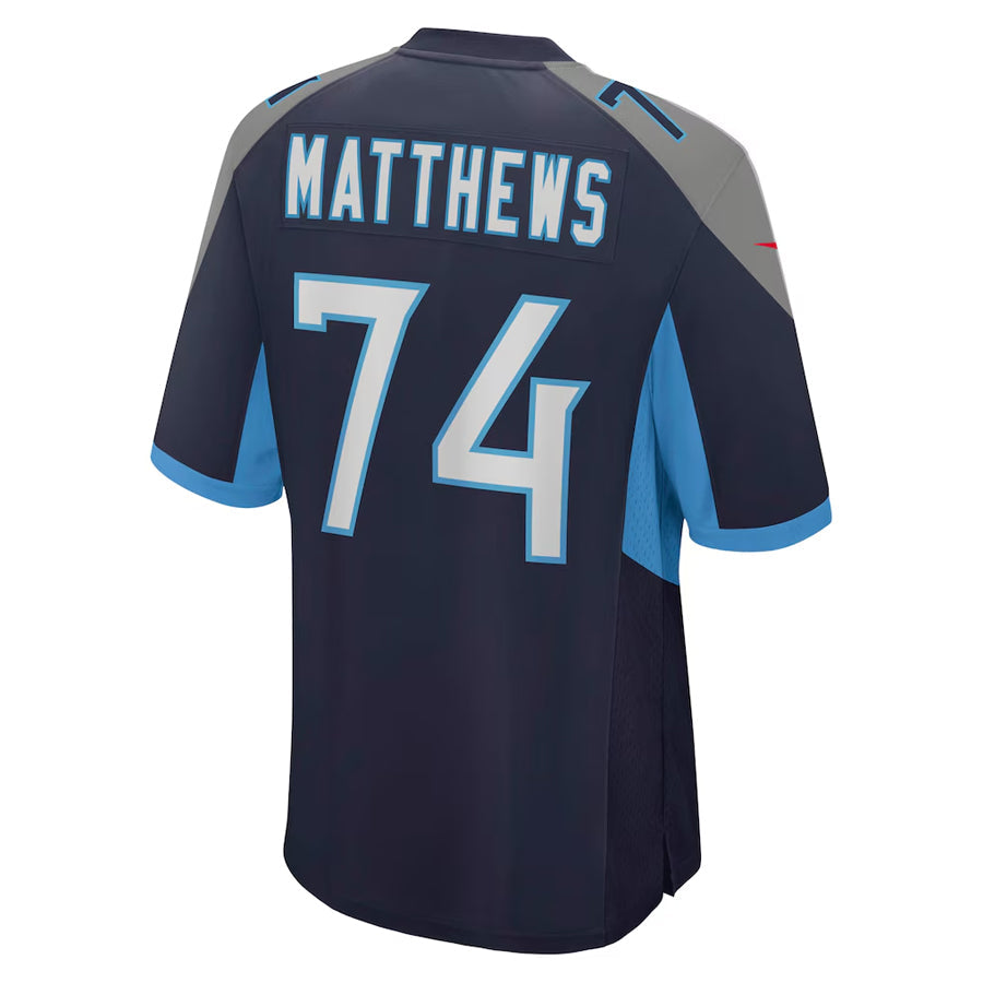 T.Titans #74 Bruce Matthews Player Navy Home Game Football Jerseys