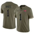 Custom #1 White TB Football Shirt Top